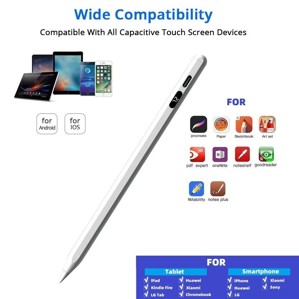 Универсален стилус за таблет телефон Android и IOS, сензорна писалка за iPad, молив Apple Pencil 2 с цифров дисплей на храна0