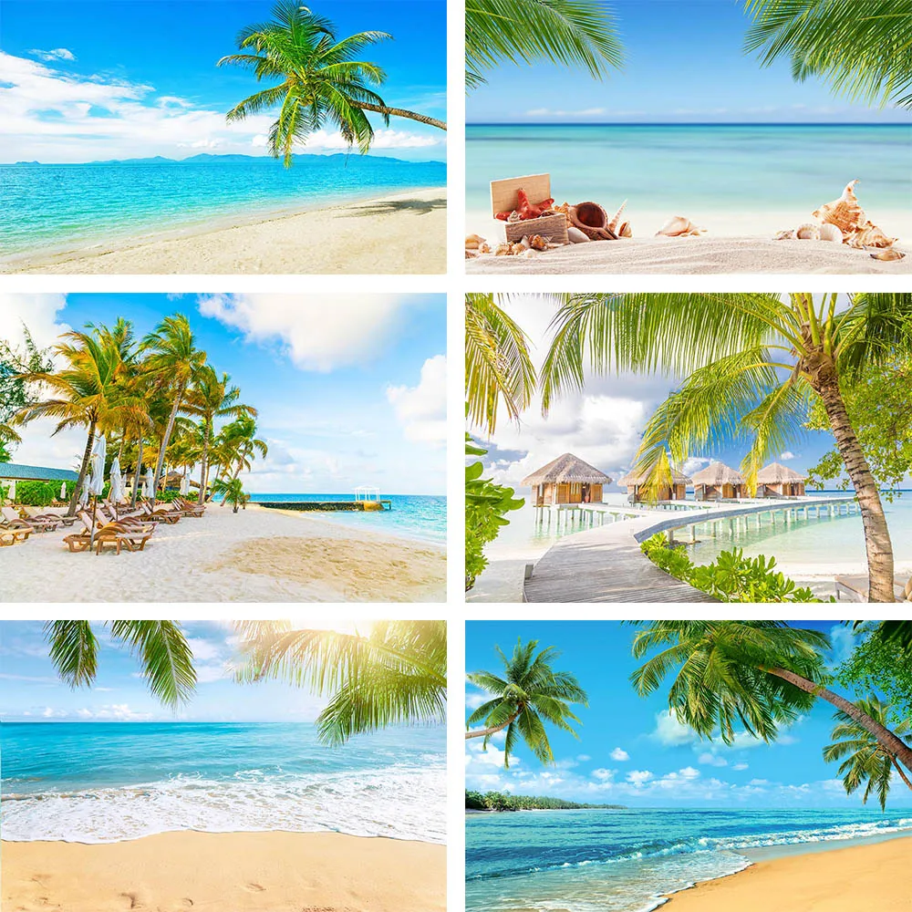 Фон за снимки Mehofond, Тропически океан, на плажа, семейно пътуване, празнична парти, на острова на кокосовата палма, студиен фон за снимки, декор0