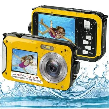 2023 Подводна камера HD 48MP цифров фотоапарат Селфи 16X водоустойчив видео рекордер за риболов със защита от разклащане, двухэкранная мини камера