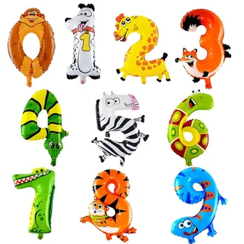 30-50 см 16 инча(а) а) Cartoony номер от фолио балони Шапка цифра за рожден Ден за детски играчки