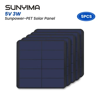 5шт SUNYIMA 121*125 5V3W Sunpower ПАТ Високоефективен слънчев Панел Кръпка 3 W Батерия 5 В Беспилотное Наблюдение на Връзка