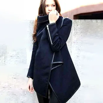 Lemongor Асиметрично вълна палто с прерязано и високо воротом, модни обикновена яке с дълъг ръкав за жени, новост 2022 г.