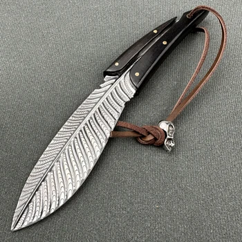 M390 стоманен нож с листа от прах леене, эбеновое дърво, 100% ръчна изработка на кожени обвивка, коллекционный нож за оцеляване на открито, къмпинг
