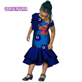 В наличност, размер M, детски дрехи в африканския стил, африкански рокли с восъчен принтом за деца, африкански рокля WYT598-XH