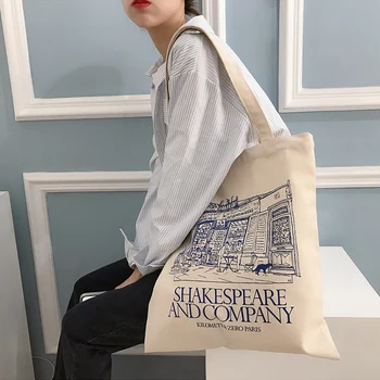 Висококачествени дамски холщовая чанта през рамо с принтом Шекспир, дамски пазарска чанта, изработена от памучен плат, продуктова чанта, училищен чанта