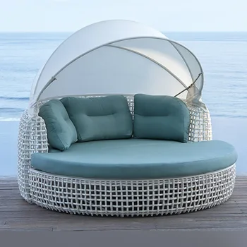 Градинска легло да лежи в скандинавски стил, уличен ротанговый разтегателен диван, курортен басейн, стол за почивка от ратан, плажна стол