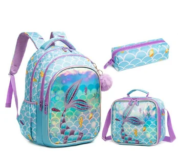 Детска училищна чанта от 3 теми с термосумкой за обяд, определени за писалки, училищен раница, комплект за момичета, детски училищен раница, комплект за момчета
