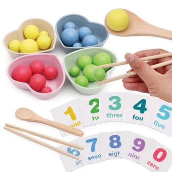 Детски мъниста Монтесори, дървени мъниста-скоби, богат на функции за начинаещи математическа играчка, пръчици за хранене, играчки за ранно развитие