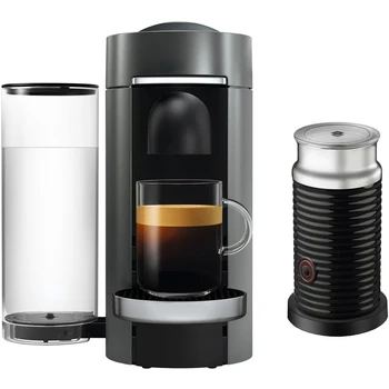 Еднократна набор за приготвяне на кафе и еспресо VertuoPlus и вспениватель мляко Aeroccino черен цвят