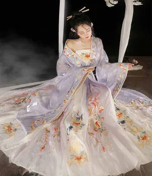 Женствена рокля Hanfu с традиционната китайска тежка бродерия, женски костюм за cosplay Hanfu, женствена рокля за парти по случай рожден ден, плюс размер XL
