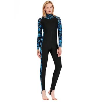 Модерен женски едно парче слънцезащитен костюм за сърф с дълги ръкави, утягивающий и быстросохнущий костюм за гмуркане с шнорхел, костюм за сърф UPF 50+