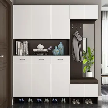 Модерен минималистичен шкаф за верандата в хола, монтирана входна врата, шкаф за обувки, шкаф за съхранение на голям капацитет, за домашно шкаф за дрехи