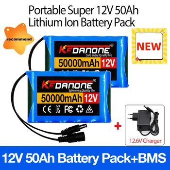 Нов лаптоп на супер 12 от 50000 mah акумулаторна литиево-йонна батерия с капацитет DC 12,6 В 30Ah ВИДЕОНАБЛЮДЕНИЕ Cam монитор + зарядно устройство