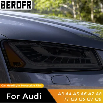 Опушен-Черен Етикет от TPU Защитно Фолио За Автомобилни Фарове Audi Q3 Q5 Q7 Q8 RSQ8 A3 8V S3 A4 B8 B9 A5 A6 S6 C8 A7 A8 D4 TT TTS