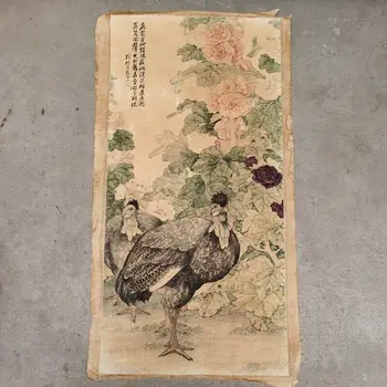 Старинна китайска живопис под формата на свитъци, ръчно рисувани, Цвете, птица, Оризова хартия, декора на стените