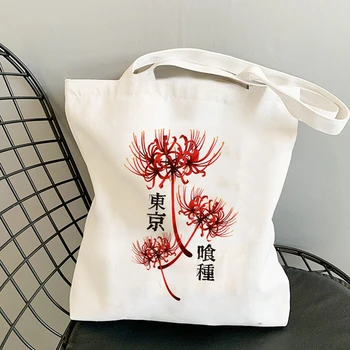 Чанта-тоут от японското аниме и тъмен карикатура, забавна чанта за пазаруване в стил харадзюку в стил пънк, чантата е с голям капацитет, ежедневни холщовая чанта