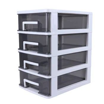 Четырехслойный чекмедже за съхранение чекмеджето за съхранение, органайзер, контейнер за съхранение, носене и за домашен офис (бял и прозрачен
