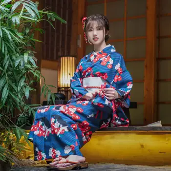 Японски женски халат за баня-кимоно, елегантен костюм за фотография на фестивала на пътуване, японското традиционно женствена рокля, халат за cosplay
