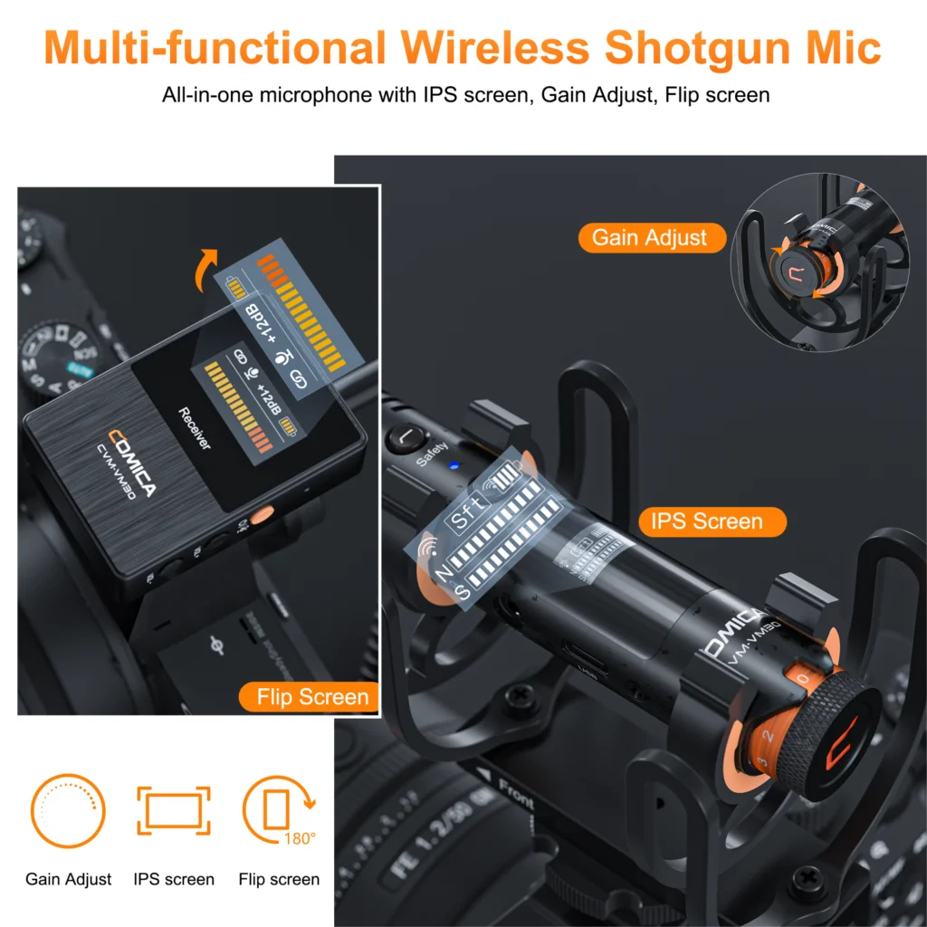Comica до cvm-VM30 VM30 2.4 G Безжична Кондензаторен Микрофон Supercardioid Shotgun Микрофон С възможност за регулиране на усилване и прехвърляне на 100 м за Камерата3