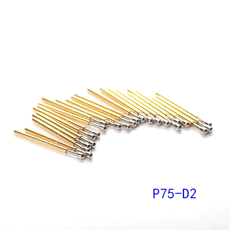 Хит на продажбите, 100 бр. месинг пружинен тест сонда серия P75 с никелиран игла, диаметър на електронното пружинен тест сонда3