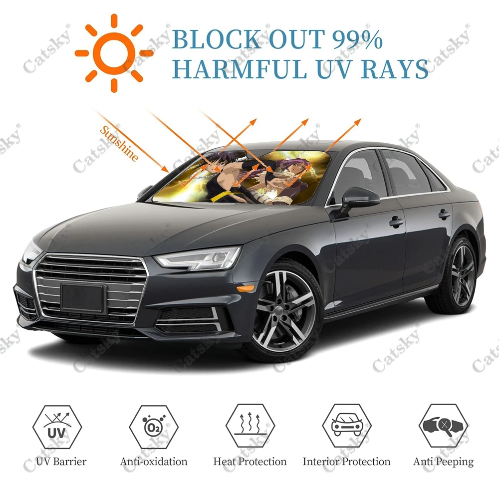 Yoruichi Shihoin Покриване на Предното Стъкло на превозното средство Козирка Универсален Блок Сгъване на UV-Лъчи Козирка Протектор за Автомобил Седан и Suv Камион4