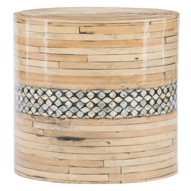 Приставной масичка с акцент върху барабан Dahlia от естествен бамбук с опалесцирующими вложки във формата на миди Capiz масичка за кафе, Мебели креативната4