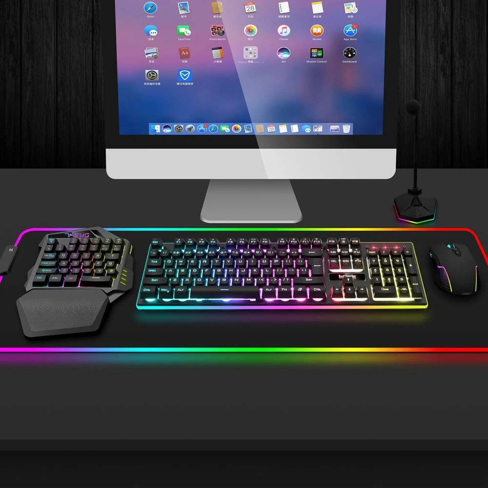 Ръчна безжична детска клавиатура с RGB подсветка, преносим мини-клавиатура, слот контролер за PC, PS4 Xbox Геймър4