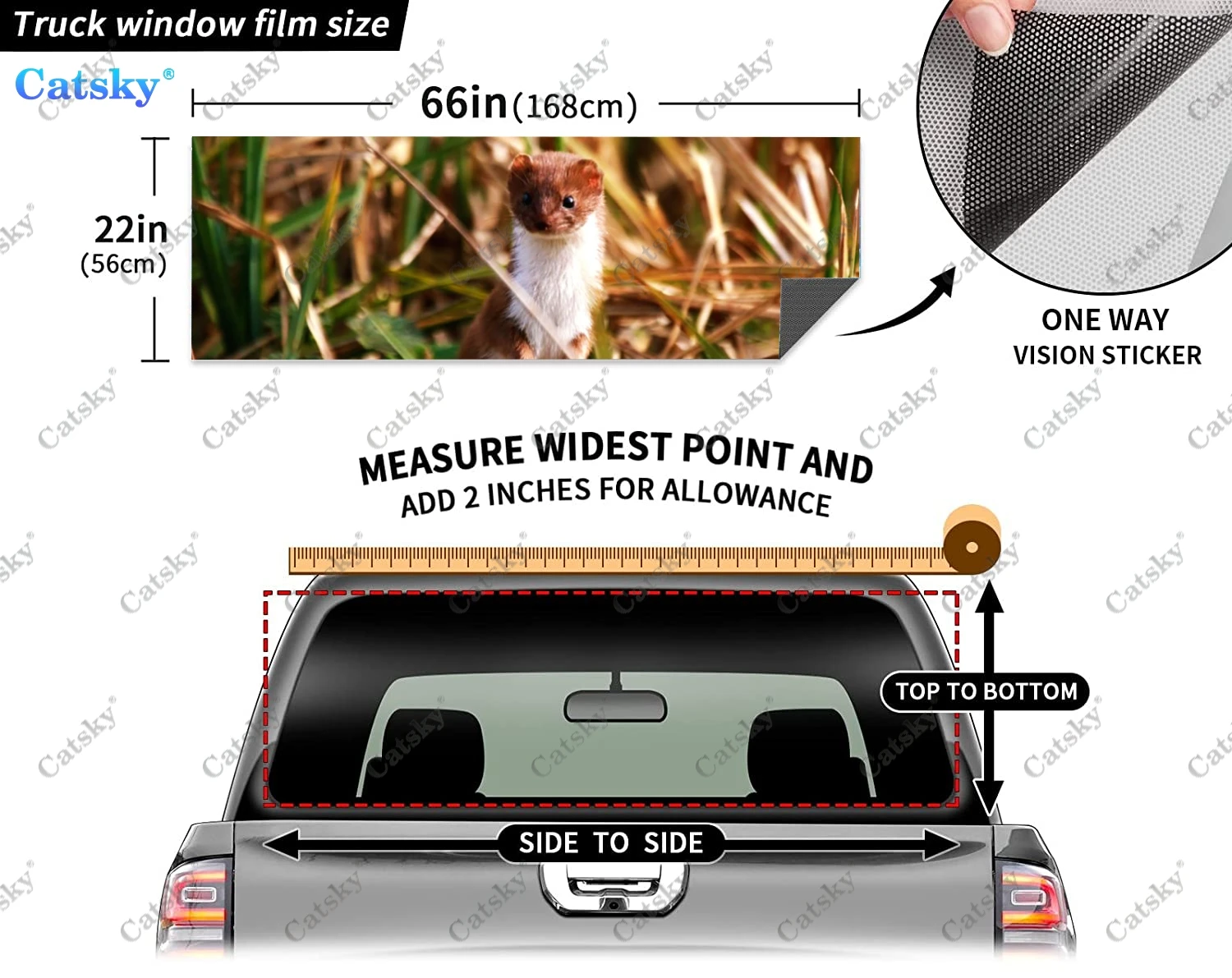 Стикер на прозорец с изображение на животно ласки, графична PVC декоративни стикер на камион, перфорирана vinyl универсален стикер4