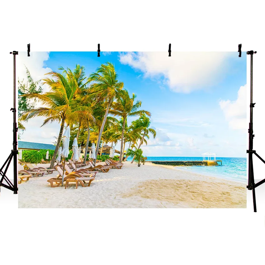 Фон за снимки Mehofond, Тропически океан, на плажа, семейно пътуване, празнична парти, на острова на кокосовата палма, студиен фон за снимки, декор5