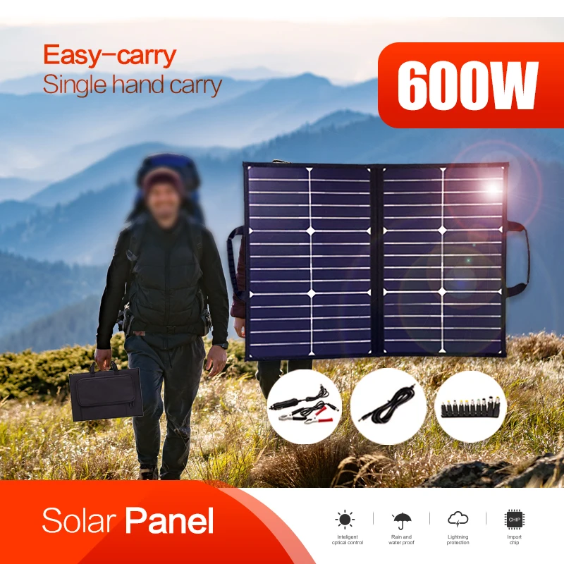 600 W комплект за слънчева панел в комплект Сгъваем Къмпинг банка на слънчевата енергия преносим генератор зарядно устройство 18 В колата, лодката каравана Къмпинг Туризъм0