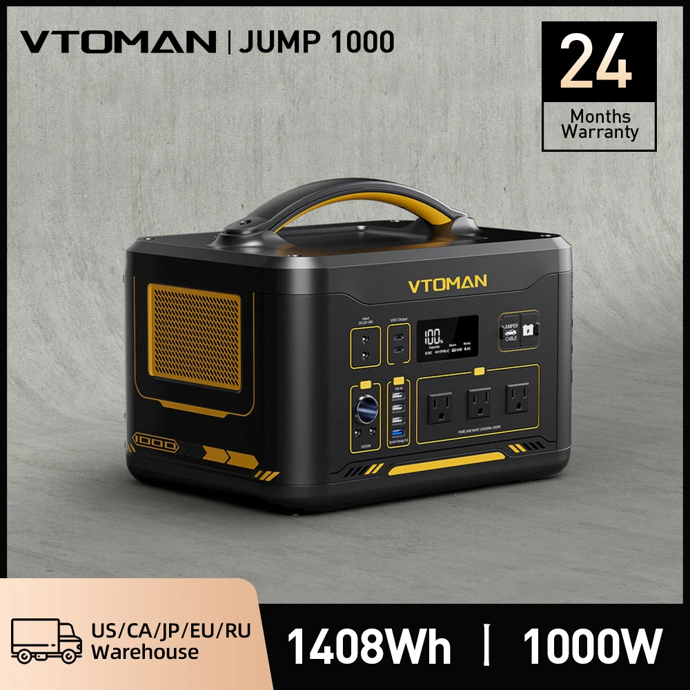 VTOMAN JUMP 1000 Преносима електрическа Централа 1408Wh Слънчев Генератор 1000 W Постоянна Мощност LiFePO4 батерии За Външно Къмпинг Home RV0
