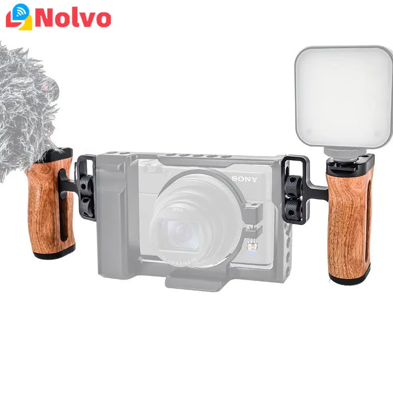 - Рефлексен фотоапарат Дървена странична дръжка Аксесоари за камери за Монтиране на камери със студена башмаком Стабилизатор на екшън-камера за камери0