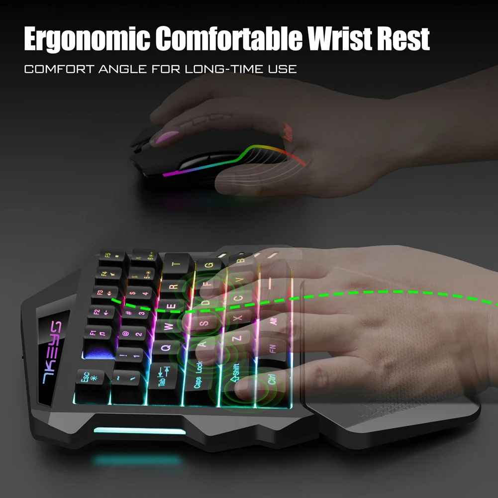 Ръчна безжична детска клавиатура с RGB подсветка, преносим мини-клавиатура, слот контролер за PC, PS4 Xbox Геймър0