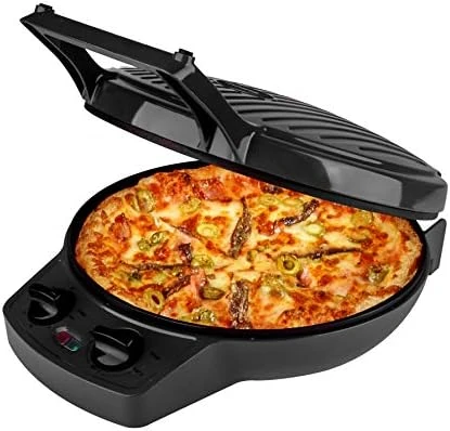Чайник, 12-инчовата плоча за готвене на пица и кальцоне, с таймер и възможност за регулиране на температурата, Фурна за пица с капацитет 1440 W, се превръща в грил за вътрешна употреба.0