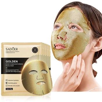 10шт SADOER 24-каратово Злато овлажняващи маски за лице, грижа за кожата против бръчки, подмладяване кожата гладка кожа, маска за лице, кърпи, маска