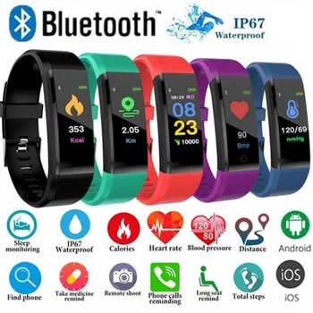 115 Плюс Смарт Часовници 2023 Bluetooth Гривна на Сърдечния Ритъм Уреди За Измерване на Кръвното Налягане Smart Band Фитнес Тракер Гривна за fitbits Часовници