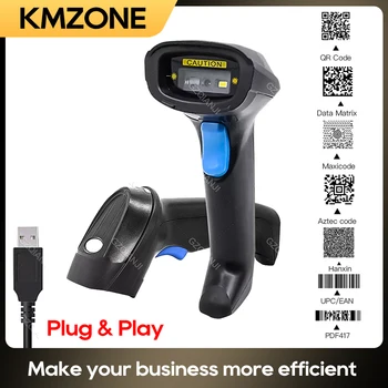 1D 2D преносим скенер за баркодове и QR код на платформата четец PDF417 2,4 G безжична кабелен USB за супермаркет