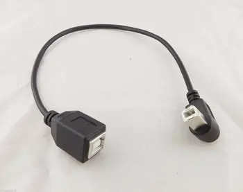 1бр USB 2.0 B Женски Надолу Ъгъл USB B Мъжки Принтер-Къс Кабел за пренос на данни Адаптер Черен 1 фут