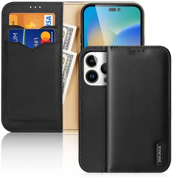 2022 Горещи продажба Dux Ducis Луксозен калъф-портфейл от естествена кожа за Iphone 14 Iphone14pro Max Plus, реколта чанта с панти капак за карти