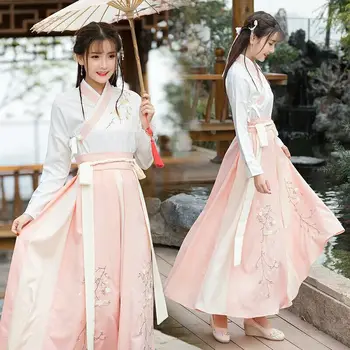 2023 Hanfu женски костюм за възрастни ученички Минг, произведен в китайски стил, superior саронг с дължина до кръста, комплекти с яка на всеки ден, прах ханбок