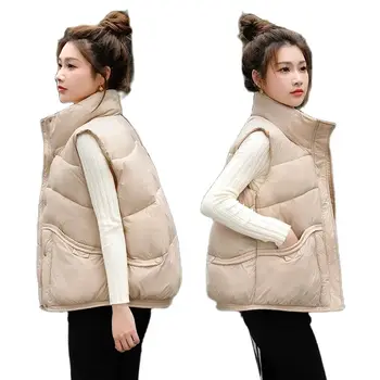 2023 Нов пуховый памук жилетка, дамска мода, тънка и лека топло есенно-зимно яке, корейската версия, дамски памучни палта, потници
