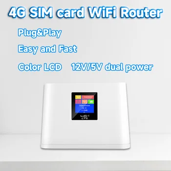4G СИМ-карта wifi рутер цветен LCD дисплей, LTE 4G модем Точка за достъп до безжичен рутер RJ-45 4G CPE 12 /5, мощност на портативен WiFi