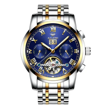 AILANG Мъжки автоматично механични часовници, висок клас марка, водоустойчиви часовници е от неръждаема стомана, 2021, нов модерен бизнес кухи ръчен часовник