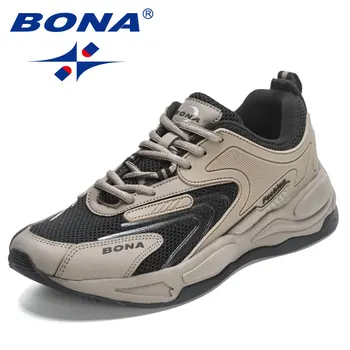 BONA 2023 Нови дизайнерски популярните туристически обувки, мъжки ежедневни обувки, леки класически кожени маратонки за бягане, мъжки спортни обувки, мъжки