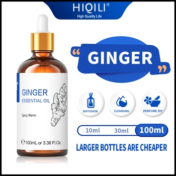 HIQILI 100 МЛ етерични масла от джинджифил, за да дифузьор, овлажнител, масаж, ароматерапия, ароматния, масла, свещи, мыловарения и грижа за косата