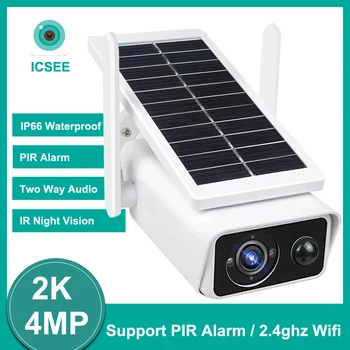 ICSEE 2K 4MP Слънчева WiFi Камера за Външно Наблюдение Камера за Сигурност Водоустойчив IP66 PIR Алармена система за Нощно Виждане Камера за Слънчева Енергия