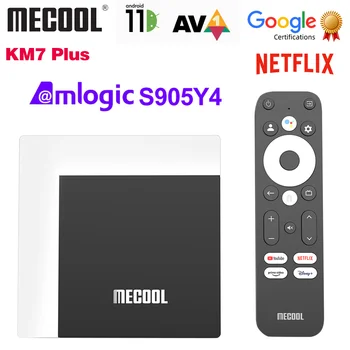 Mecool KM7 Plus, Netflix TV Box Android 11 Amlogic S905Y4 2 GB 16 GB Сертифицирана от Google Подкрепа AV1 1080P H. 265 4K Wifi медия плеър