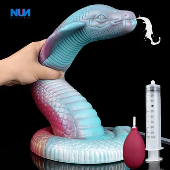 NUUN, огромна змия вибратор, пенис Кралска кобра, дълга мека силиконова анален накрайник за животните, Един сквирт на жената вагината, стимулиране на секс продукти