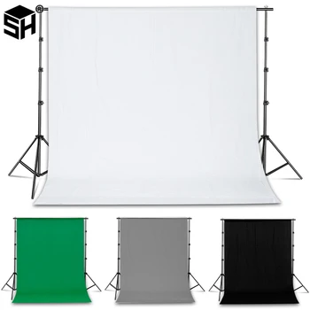 SH Снимка за фон, Само плат с джоб за пръчка Бял/черен памук Зелен екран хромирани фонове за фото студио