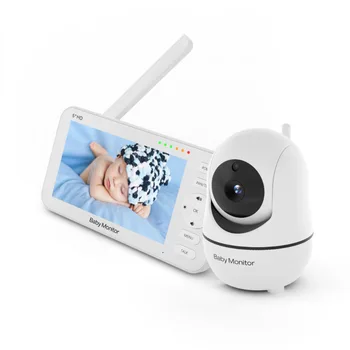 SM50B 5-инчов HD цифров следи бебето безжичен PTZ камера бял стайна температура за откриване на lullaby двустранно радио baby cry